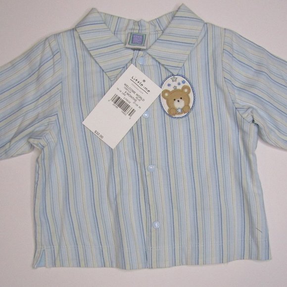 Little Me baby boys 2 piece blue striped bear knit outfit size 9 months - Picture 3 of 8